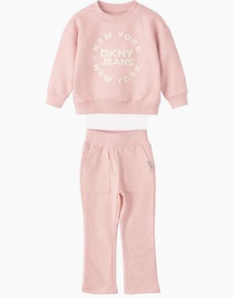 DKNY Mens Kids Girls Pale Pink Two Piece DKNY Tracksuit - Size: 24 months