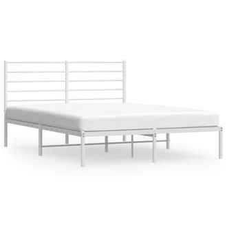 Berkfield Home Metal Bed Frame with Headboard White 140x200 cm