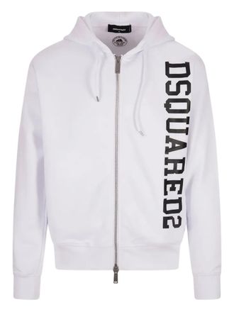 Dsquared2 logo-detail zip-up hoodie - men - Fabric - S - White