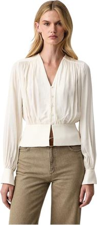 Twinset Camisa de crep&eacute; de China con fruncido - Blouses & Shirts - Mujer - Beige - XL