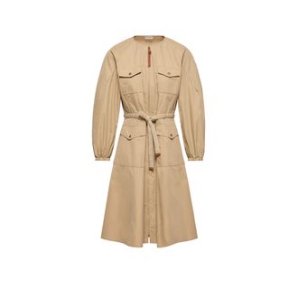 Moncler Moncler Pleated Poplin Dress, Women, Beige, Size: 40