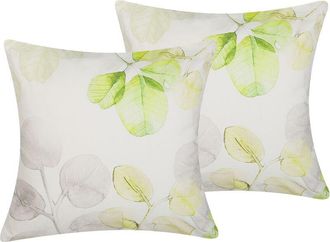 Beliani Beliani - Conjunto De 2 Cojines Decorativos Multicolor Cuadrados Motivo De Hoja 45 X 45 Cm Decoraci&oacute;n Moderna Peperomia