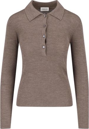 P.A.R.O.S.H. Ribbed Knit Pullover with Classic Collar