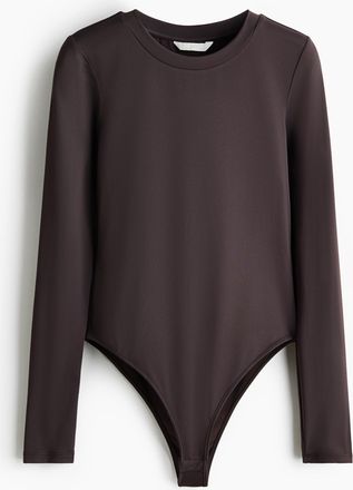 H&M Langarmbody aus Mikrofaser - Tr&uuml;ffelgrau
