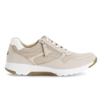 Gabor Womens Trainers Lace Up Shoes In Nubuck/mesh Powder/white