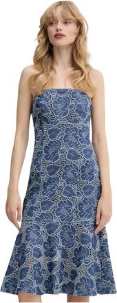 Guess Maisy Jurk - Dames - Casual kleedjes - Blauw - XS - Katoen - Kleedjes