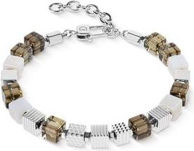 Coeur de Lion Smoky Quartz Graphic Cubes Bracelet In Stainless Steel in Silver at Nordstrom