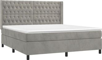 vidaXL Cama Box Spring Colch&oacute;n Y Led Terciopelo Gris Claro 160x200 Cm Vidaxl