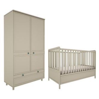 OEM Lit &Eacute;volutif 70x140 Et Armoire 2 Portes Wood Luck Gabriel - Vert Eucalyptus