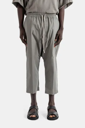 Rick Owens Mens Dust Grey Drawstring Cropped Trousers Khaki