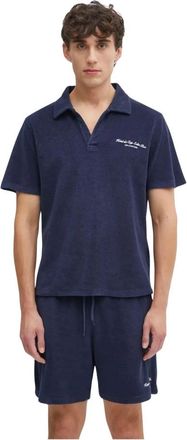 Sporty & Rich Eden Script Terry Polo - Heren - Polos - Blauw - L - Katoen - Tops