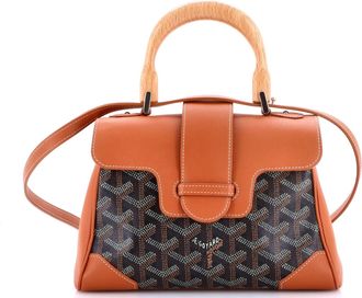 Goyard Saigon Top Handle Bag Coated Canvas with Leather Mini