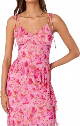 Astr Mejra Floral Asymmetric Tank Top In Pink