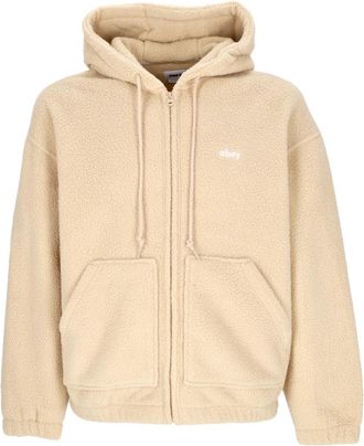 Obey Fleece Zip Hoodie Jas - Heren - Vesten met rits - Beige - XL - Polyester - Hoodies & sweatvesten