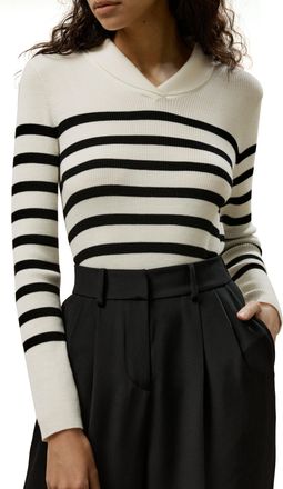 LilySilk Striped Ultra-fine Merino Wool Sweater