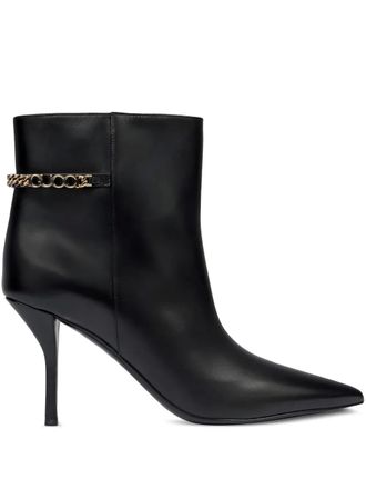 Gucci chain heeled boots - women - Calf Leather/Fabric/Calf Leather - 37.5 - Black