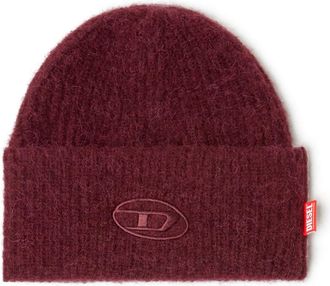 Diesel Burgundy beanie with Oval D embroidery - Knit caps - Unisex - Red