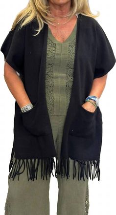 Esqualo Fringe Poncho In Black