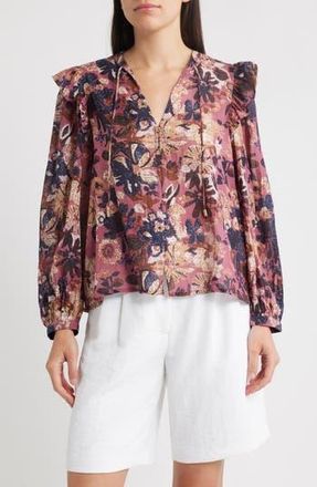 Cleobella Priya Print Tie Neck Top in Bergamo Print at Nordstrom Rack, Size X-Small