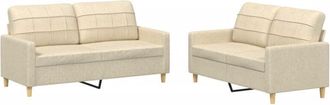 vidaXL Vidaxl - Juego De Sof&aacute;s Con Cojines 2 Piezas Tela Crema