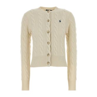 Polo Ralph Lauren Kabelgebreide wollen en kasjmieren vest - Dames - Truien - Wit - Maat: S Wol