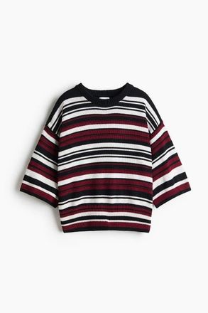 H&M Short-sleeved Jumper in Navy Blue/striped at Nordstrom, Size X-Small