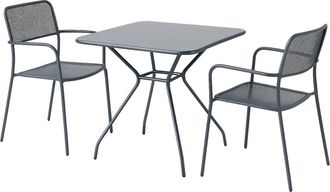 Oviala Conjunto de mesa de jard&iacute;n y 2 sillones en gris antracita