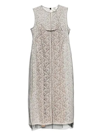 Fendi Ff Cotton And Viscose Fitted Midi Dress Clothing from