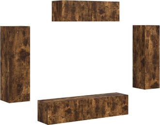 vidaXL Mueble De Tv 5 Uds. Roble Ahumado Vidaxl
