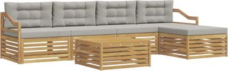 vidaXL Conjunto De Sof&aacute;s De Exterior 6 Uds. Blanco Y Gris Claro Vidaxl