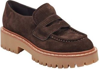 Marc Fisher Norton Lug Sole Penny Loafer in Dark Brown at Nordstrom, Size 5.5