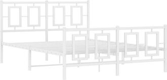 vidaXL Vidaxl - Estructura Cama Sin Colch&oacute;n Con Estribo Metal Blanco 135x190 Cm