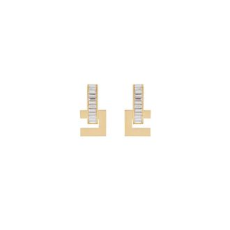 Elisabetta Franchi Oorbellen met strass en logo - Dames - Oorbellen - Geel - ONE Size - Accessoires
