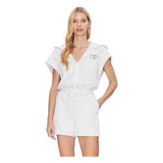 Guess Playsuits, female, Gray, Size: XL Zip-front Hooded Playsuit