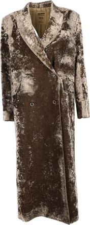 Uma Wang Military Green Double-Breasted Velvet Long Coat
