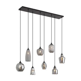 QAZQA Art D&eacute;co L&aacute;mpara Colgante Art D&eacute;co 8 Luces Cristal Ahumado - Hanne Vidrio /acero Alargada Adecuado Para Led Max. 8 X 60 Watt - Qazqa