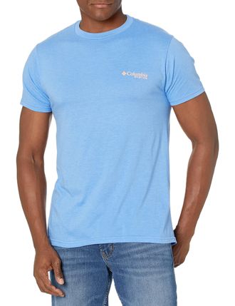 Columbia Mens Graphic T-Shirt, Super Blue Heather/Biber, Medium