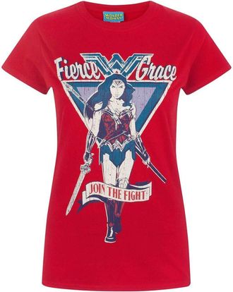 Wonder Woman Join The Fight Womens T-Shirt (S) Red