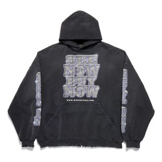 Balenciaga (WMNS) Balenciaga Snbn Hoodie Black 739024TQVE71083