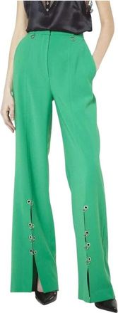 John Richmond Wijde Pijpen Broek - Dames - Wijde Broeken - Groen - 2XS - Katoen - Broeken