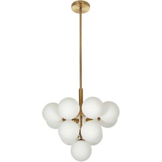Beliani L&aacute;mpara De Techo De Metal Lat&oacute;n Blanco 99 Cm Colgante 13 Luces Globos Birrie