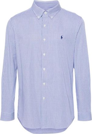 Polo Ralph Lauren Gestreepte Poplin Overhemd - Heren - Casual Overhemden - Blauw - 2XL - Katoen - Overhemden