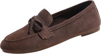 Generic Womens Loafer Shoes Casual Slip On Pumps Shoes Solid Color Lightweight Breathable Classic Stylish Comfy Walking Shoe Work Shopping Brown