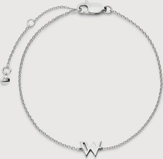Monica Vinader Sterling Silver Initial W Chain Bracelet