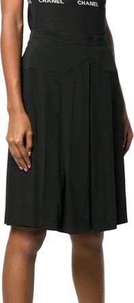 Chanel 90S Silk High-Waist Pleated Above-Knee Skirt, Size Fr; 40 (Authentic Pre-Loved)