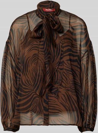 Max Mara Relaxed Fit Seidenbluse mit Schluppe Modell BALLATA in Mittelbraun, Gr&ouml;&szlig;e 34