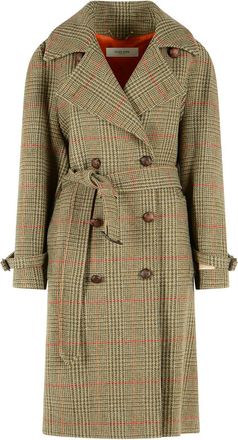 Golden Goose Roxanne Green Virgin Wool Trench Coat