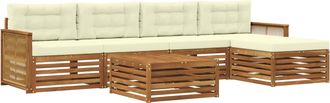vidaXL Conjunto De Sof&aacute;s De Exterior 6 Uds. Natural Y Crema Vidaxl