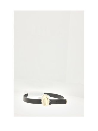 Dior Mens Belt Madallion Gold-Black Calf Leather Gold/black