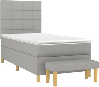 vidaXL Vidaxl - Cama Box Spring Con Colch&oacute;n Tela Gris Claro 90x190 Cm